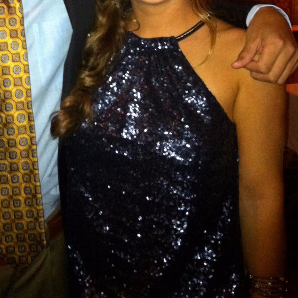 Laundry by Shelli Segal Blue Sequin Mini Dress